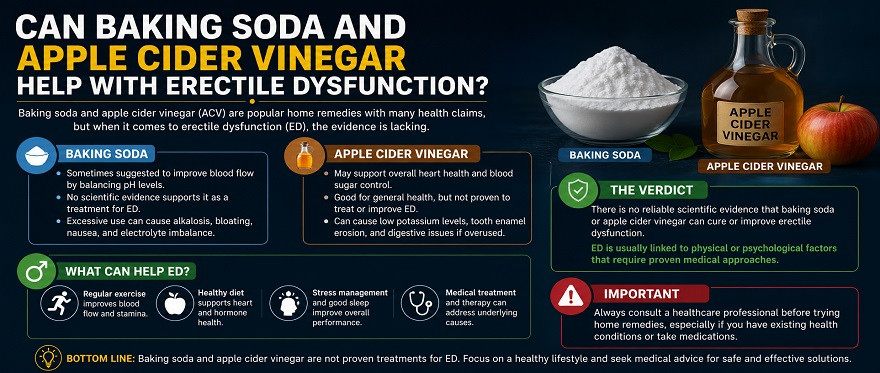 Can baking soda and apple cider vinegar help with erectile dysfunction?